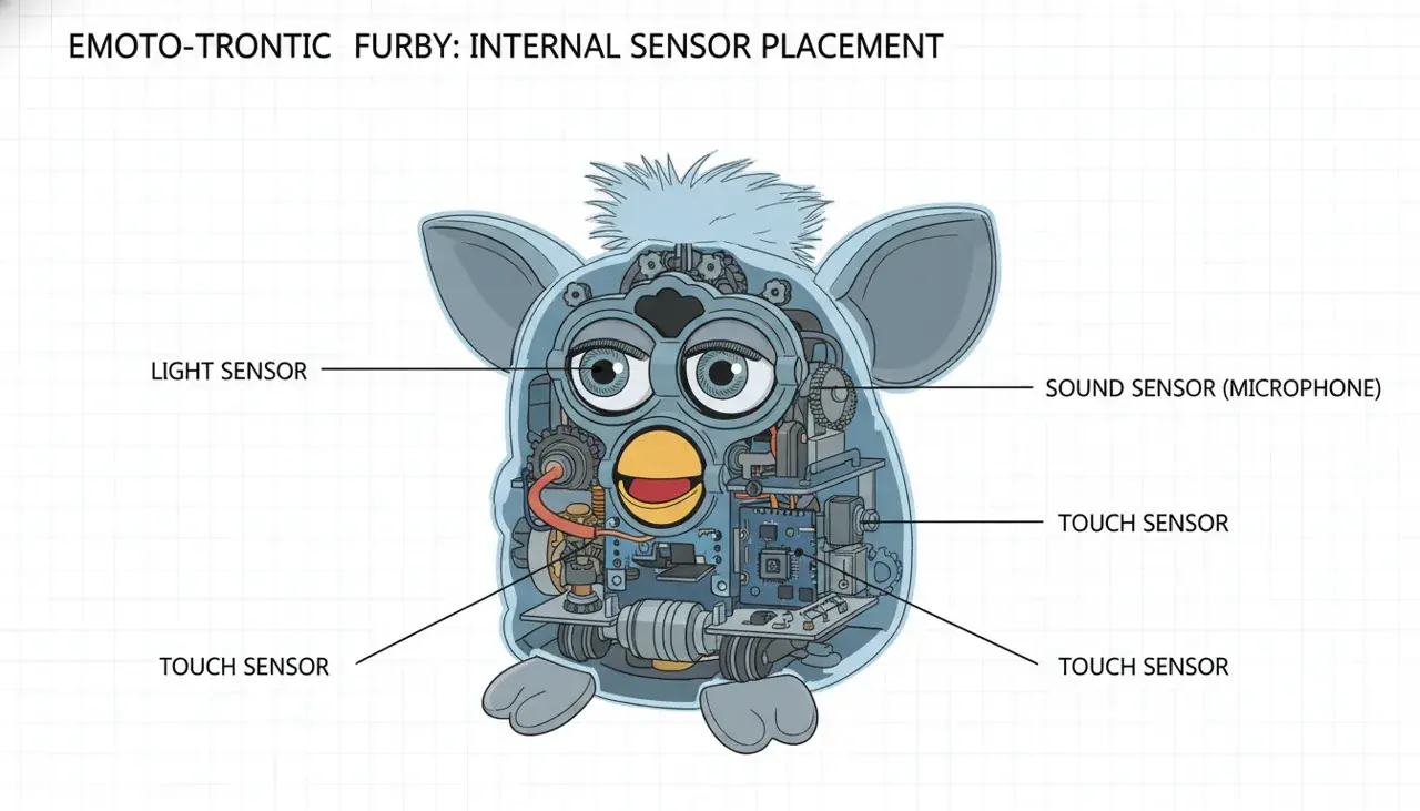 Internal sensor technology diagram for emoto-tronic Furby