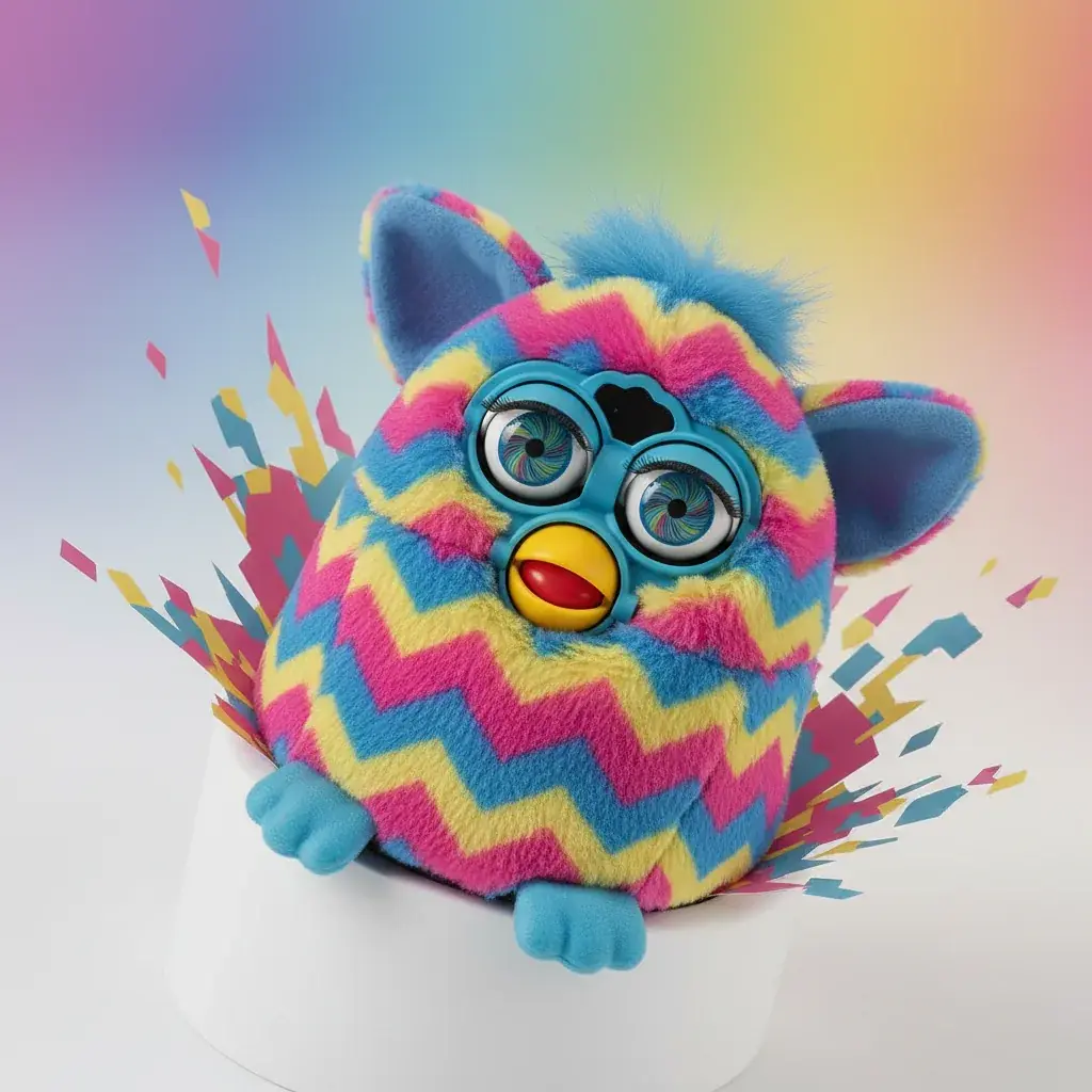 Zigzag pattern Furby boom in bright colors