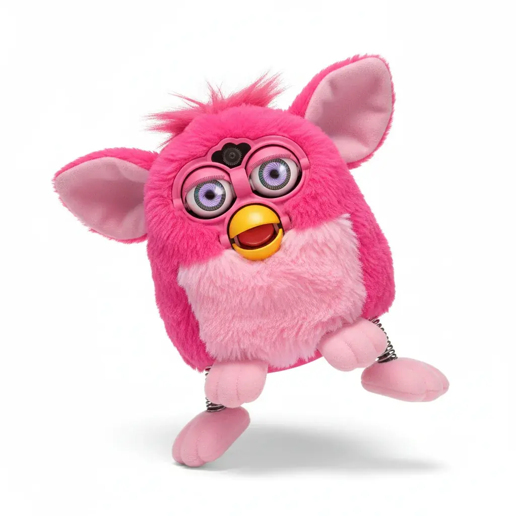 Pink emoto-tronic Furby showing expressive capabilities