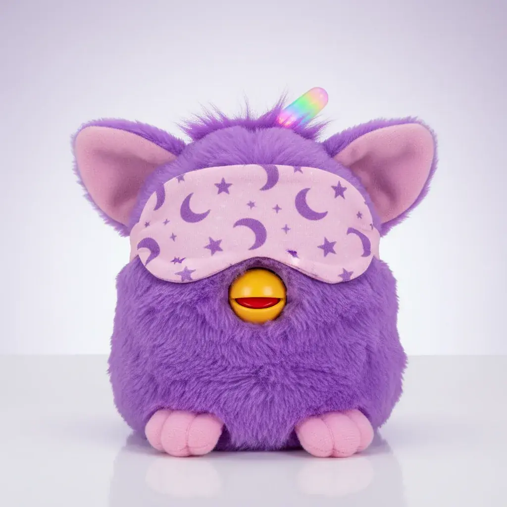 Purple Furby connect with sleep mask accessory