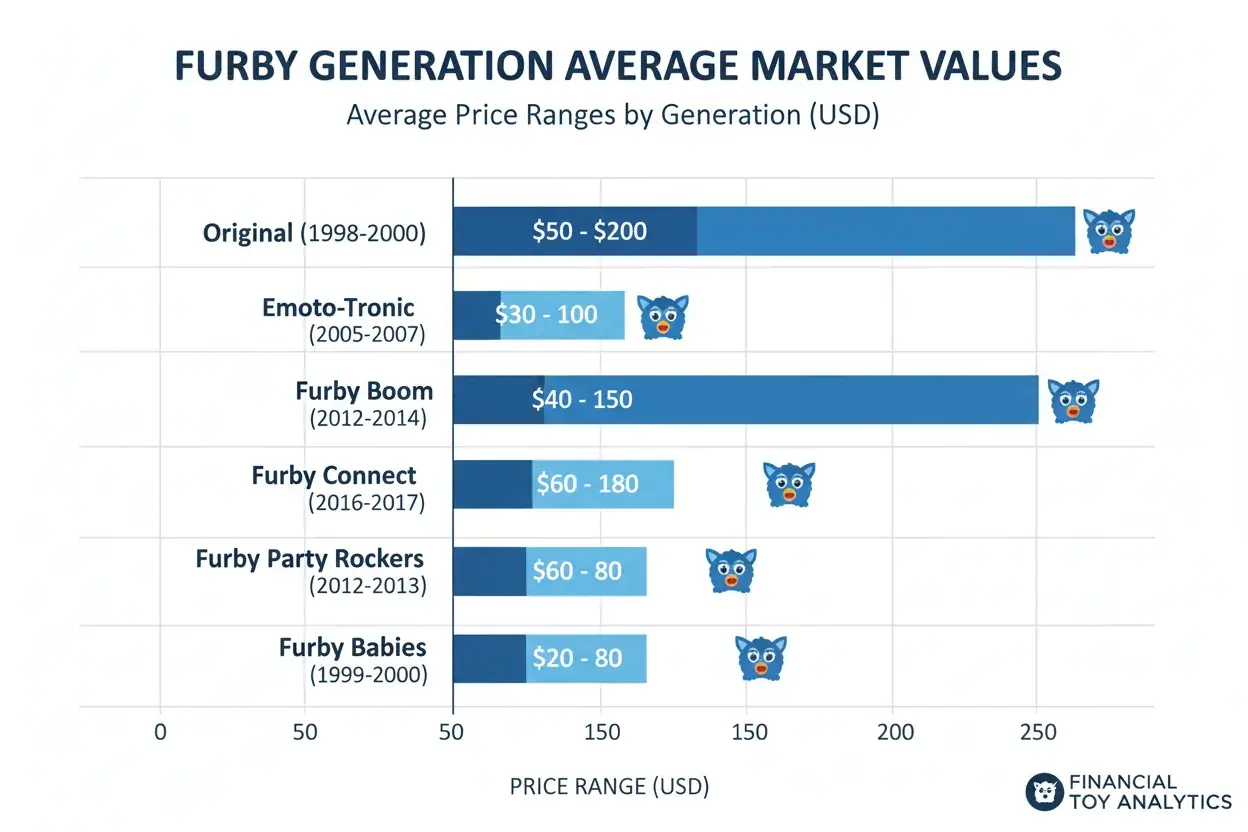 Price comparison of different Furby generations
