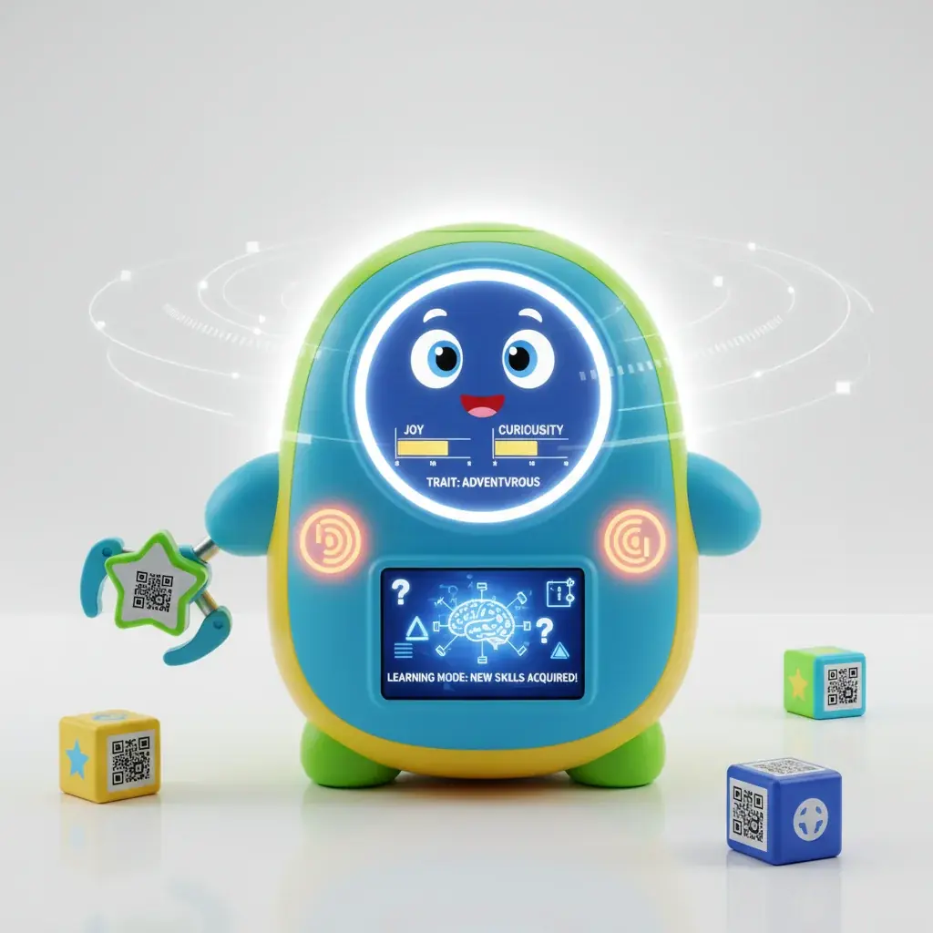 Electronic pet toy displaying learning features and personality development