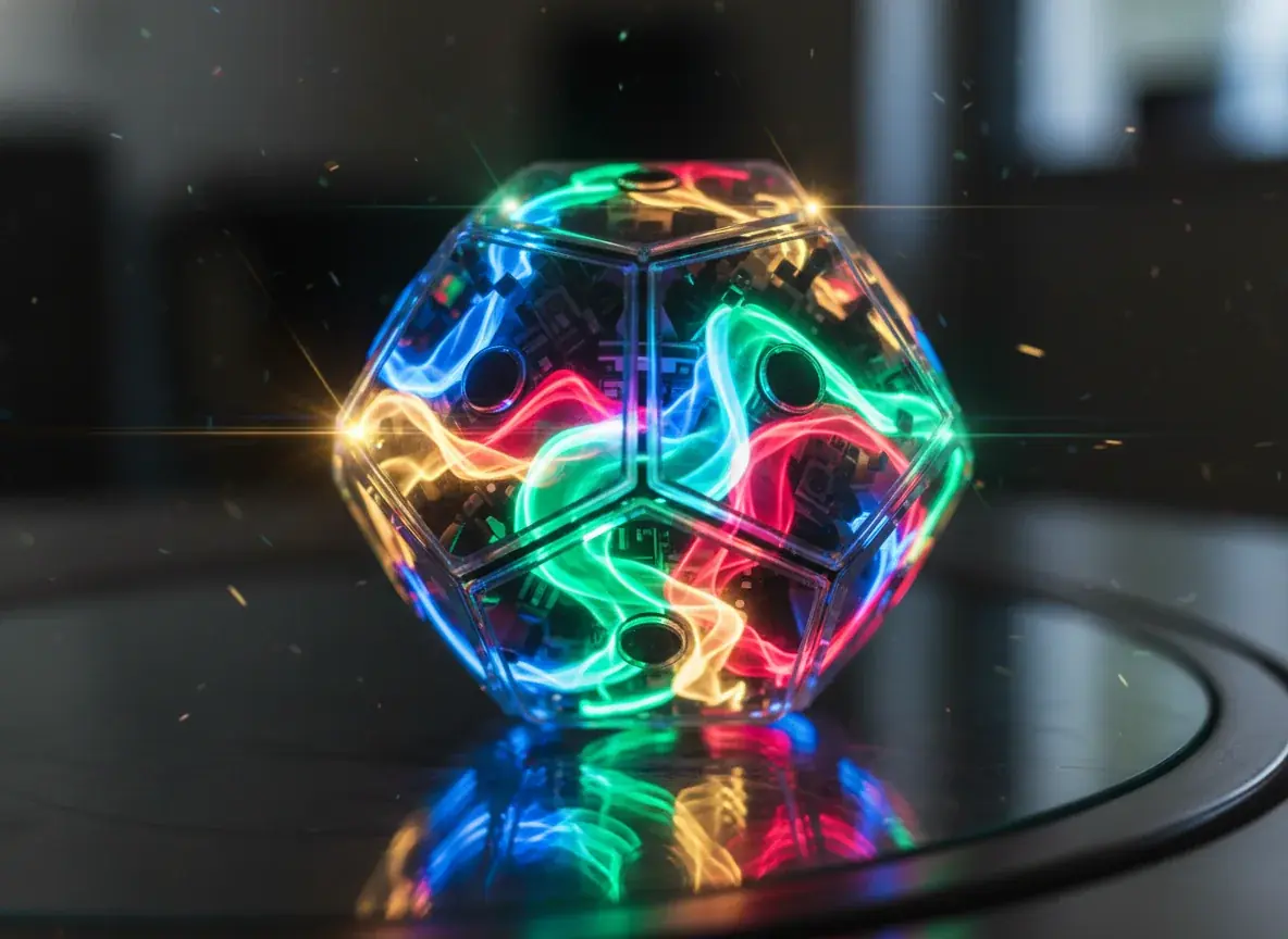 Interactive toy with LED lights and visual effects showing sensory stimulation