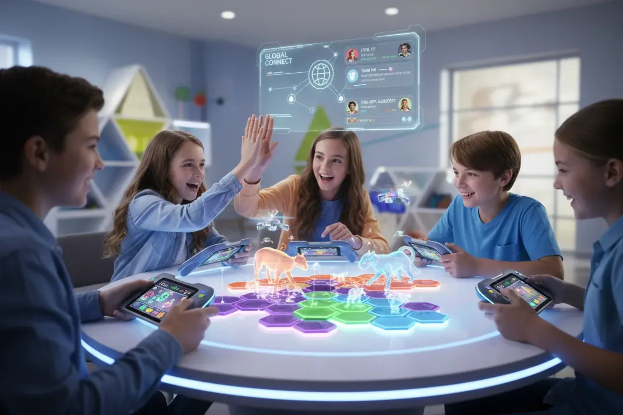 Interactive toy with multiplayer and social features designed for older children
