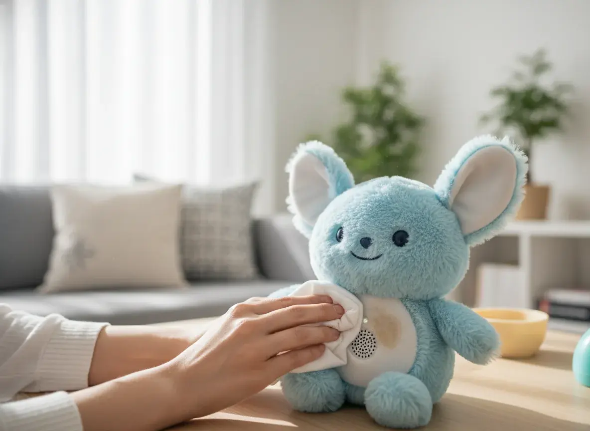 Cleaning plush interactive toy with gentle methods protecting electronics