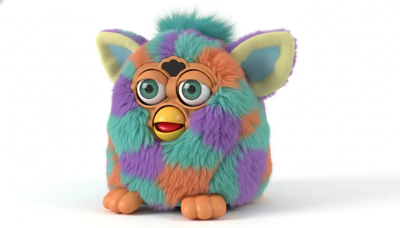 original 1998 furby toy with lcd eyes and colorful fur