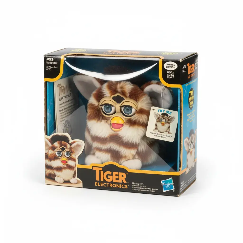 Vintage Furby in original sealed packaging showing collector grade condition