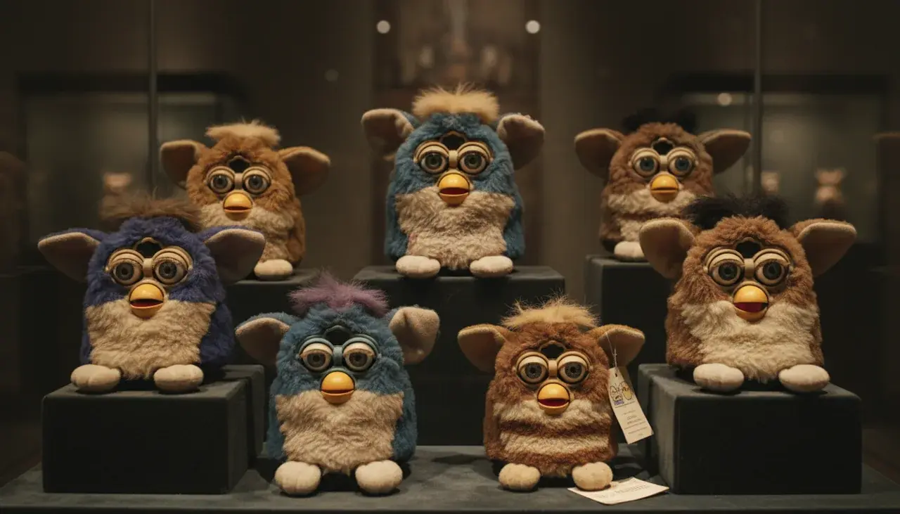 collection of vintage Furbies showing different expressions and conditions