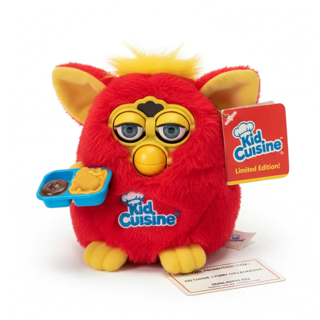 Kid Cuisine Furby special edition with distinctive red and yellow promotional colors