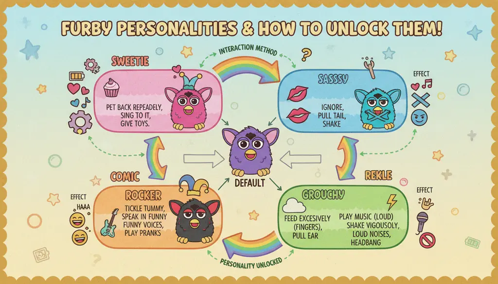 Complete Furby personality interaction reference chart