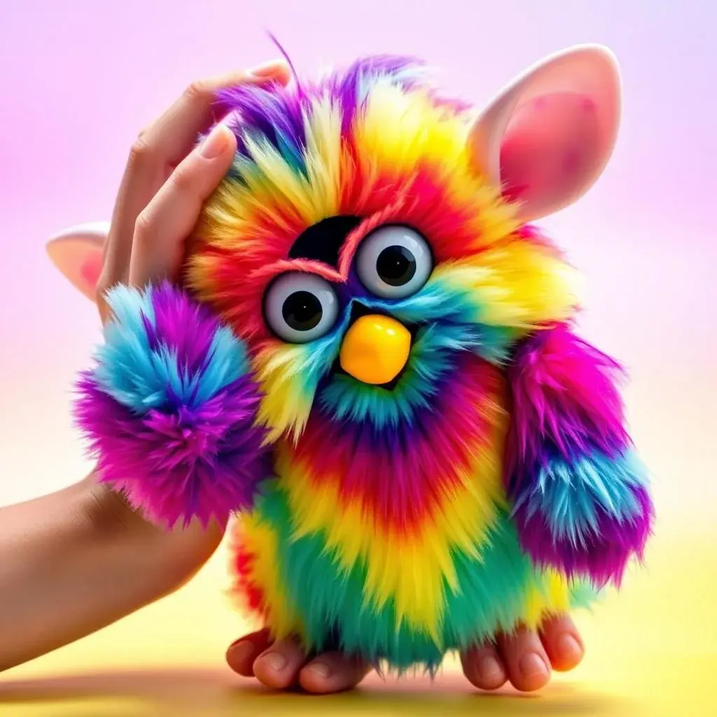 Furby being tilted to show movement-based commands Furby being tilted to show movement-based commands