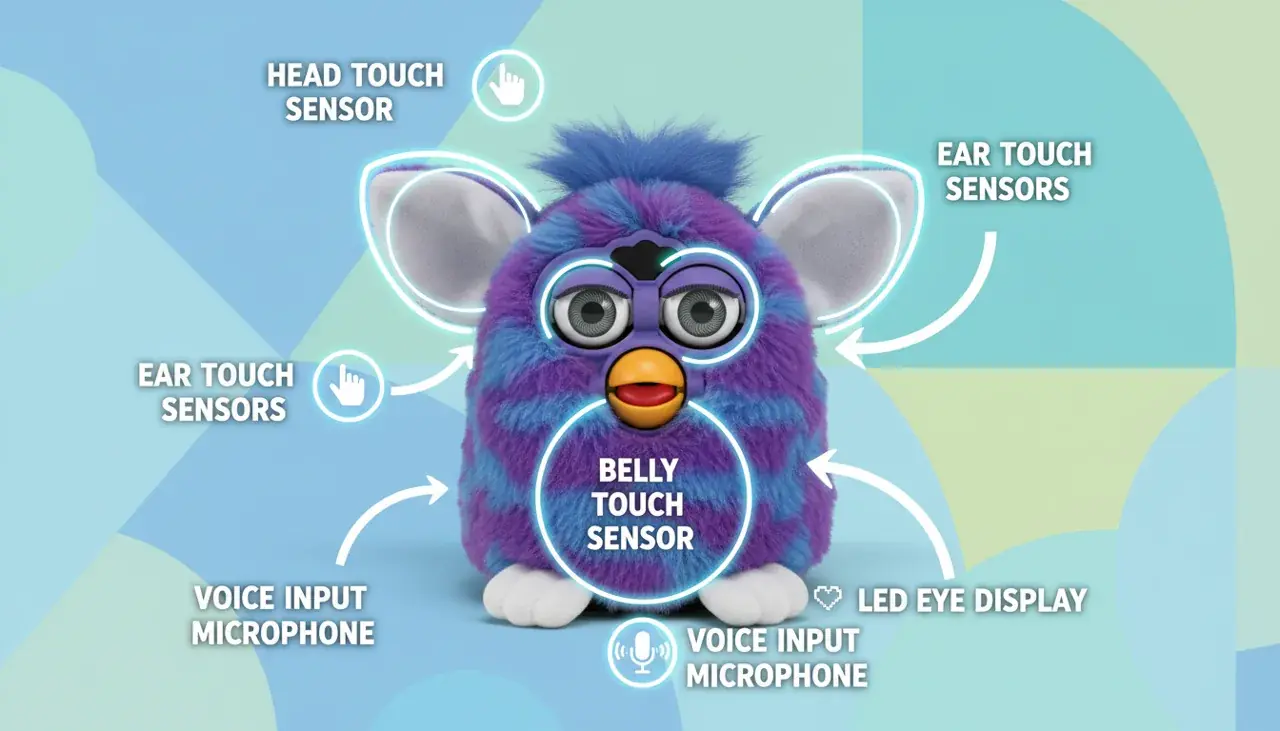 Furby 2025 interactive features including touch sensors and voice recognition