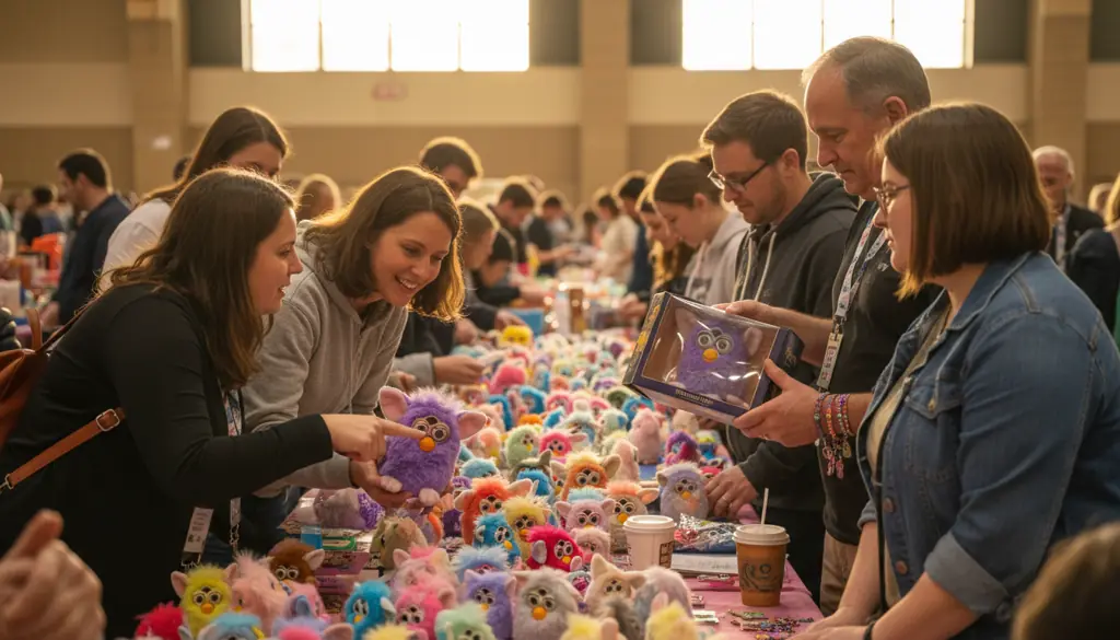furby collector convention or community gathering showing enthusiasts