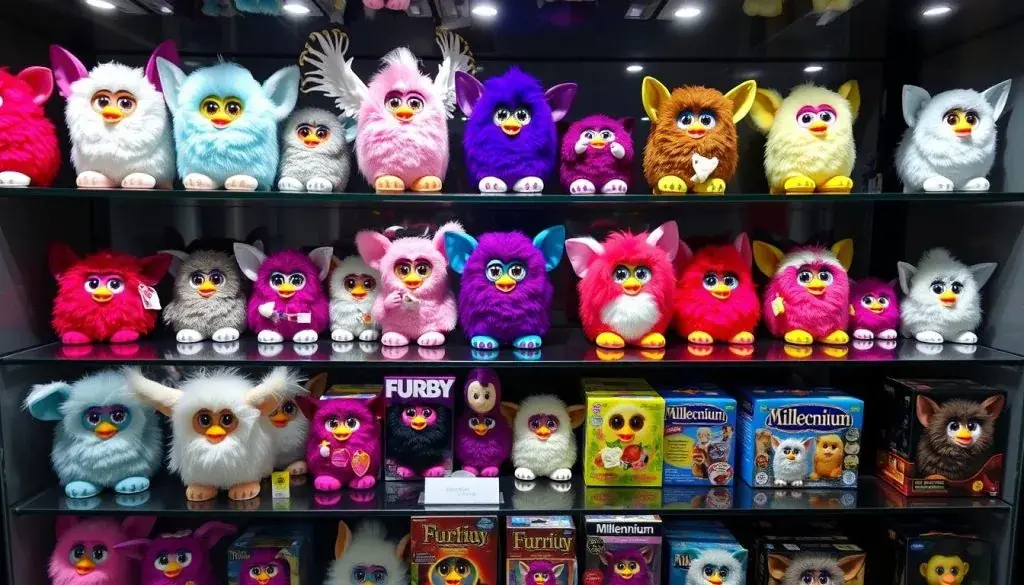 Collection of rare and valuable Furbies showing how much vintage furbies are worth
