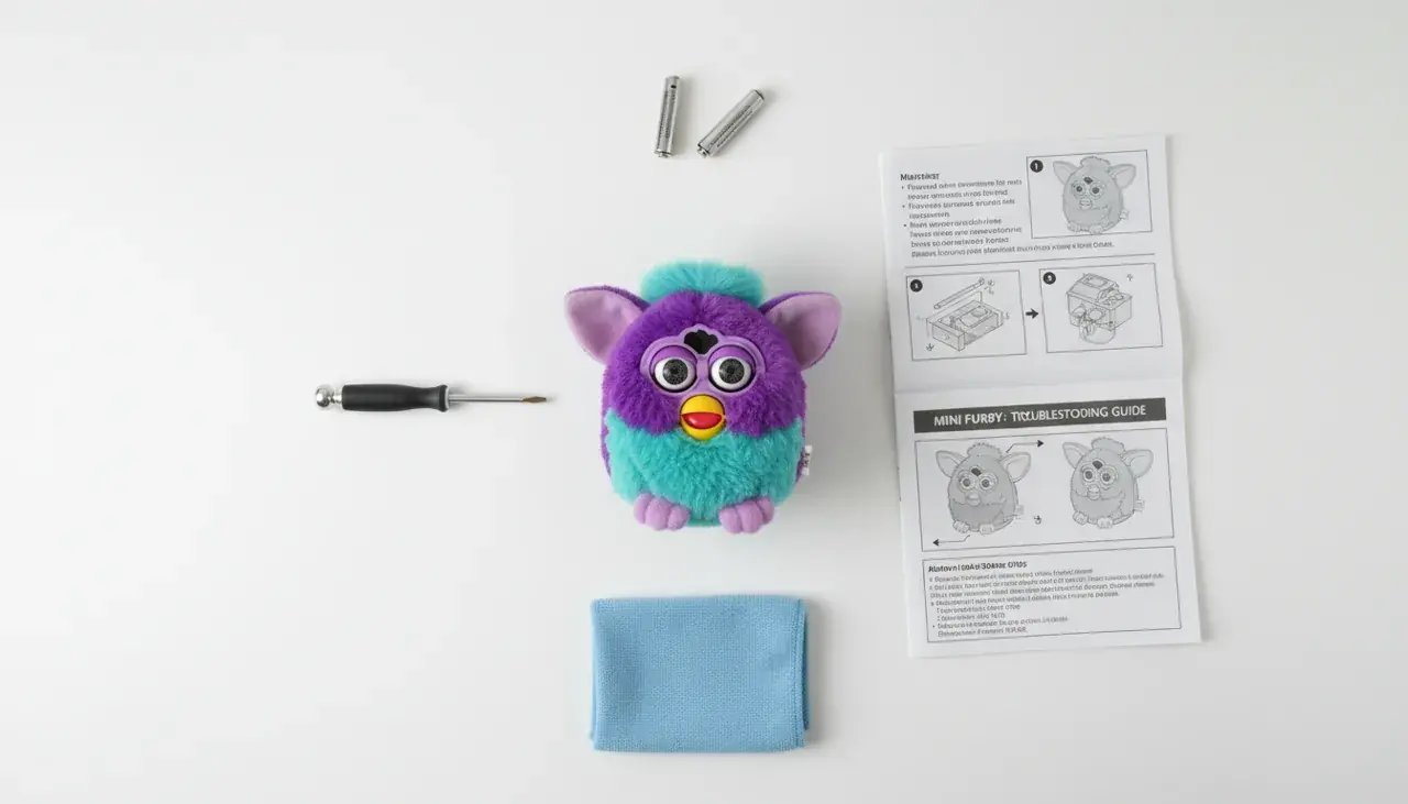 Troubleshooting Mini Furby with tools and manual