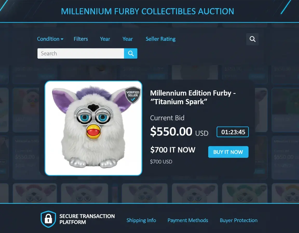 Auction platforms for Millennium Furby listings and bidding