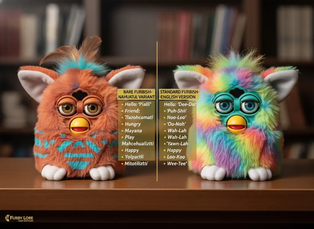 Comparison of rare versus common Furby language features