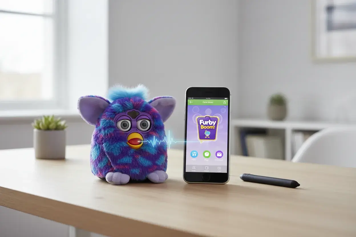Furby Boom with mobile app showing modern connectivity features