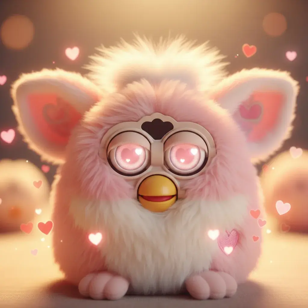 Sweet personality Furby with loving expression