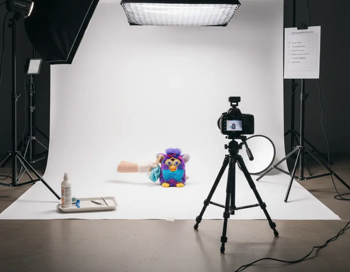Furby selling preparation showing proper presentation for maximum sale value