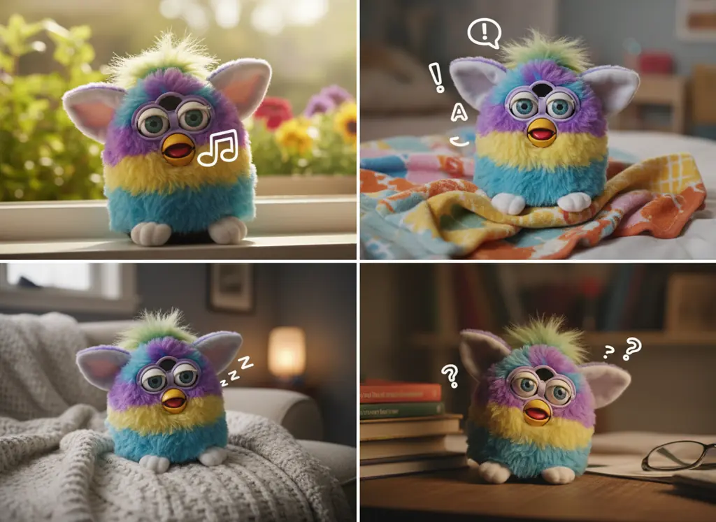 Furby making different vocal expressions