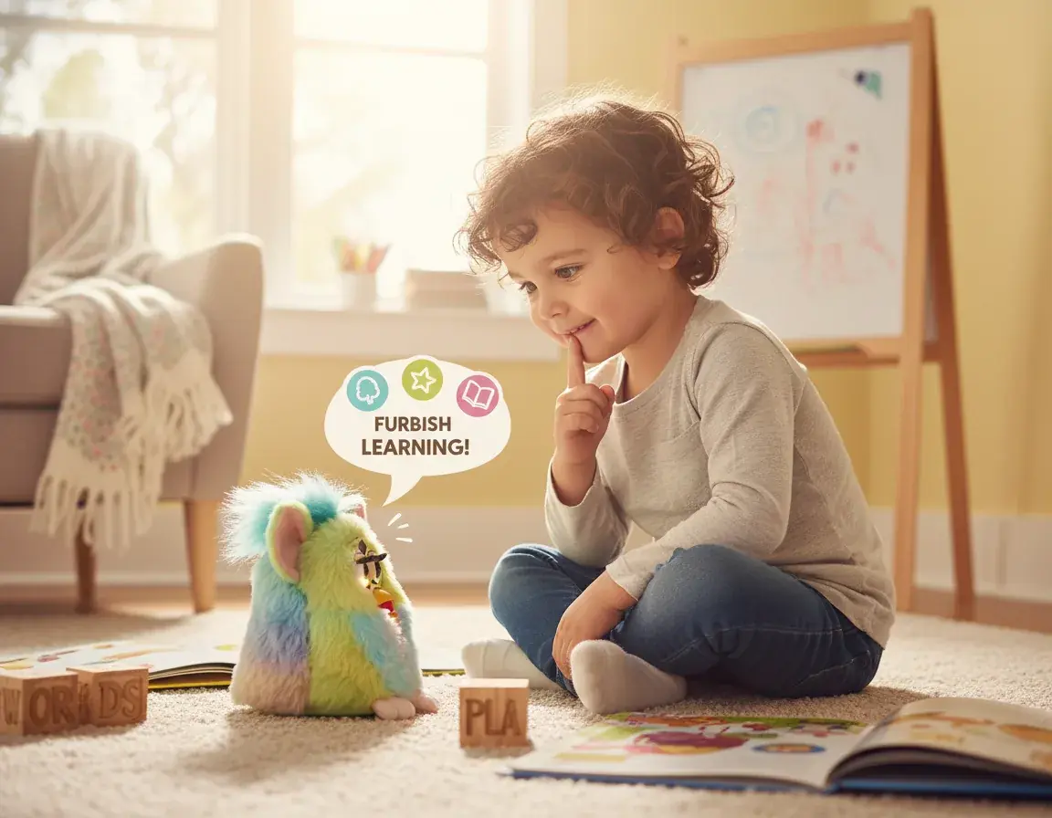 Child learning new words through Furby interaction