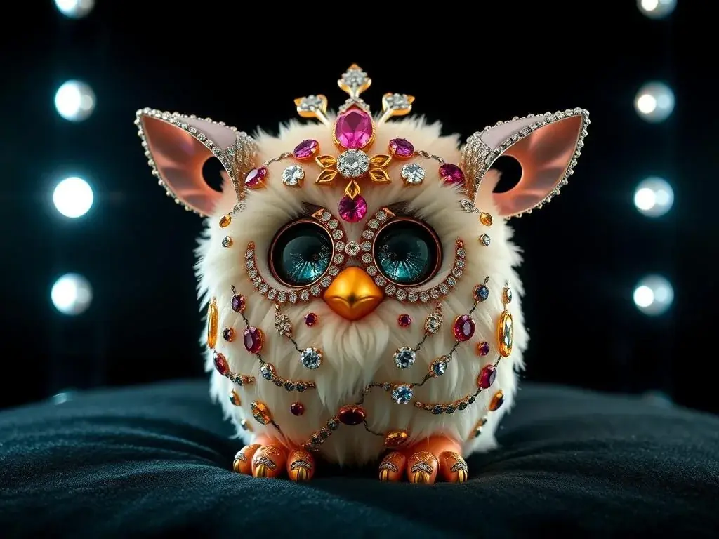 The ultra-rare Bejewelled Furby with Swarovski crystals and precious gems The ultra-rare Bejewelled Furby with Swarovski crystals and precious gems
