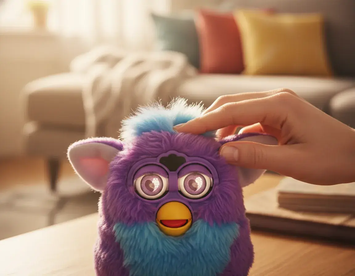 Person interacting with Furby sensors
