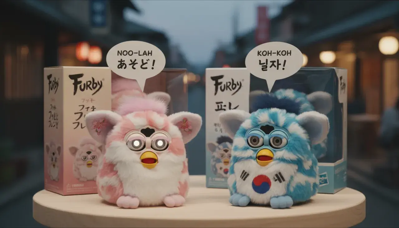 asian furby language versions showing japanese and korean editions