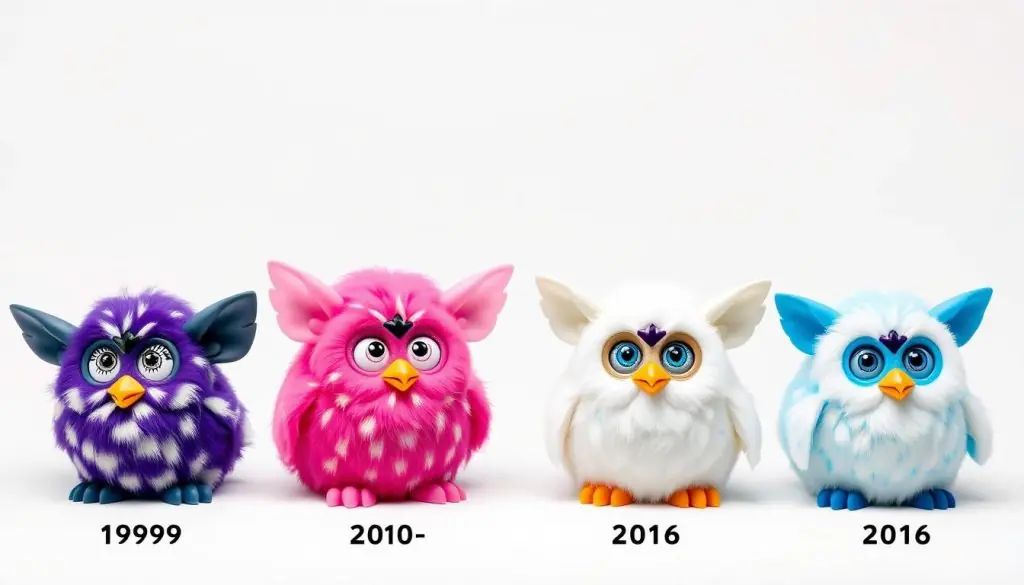 Evolution of Furby from 1998 to modern versions Evolution of Furby from 1998 to modern versions