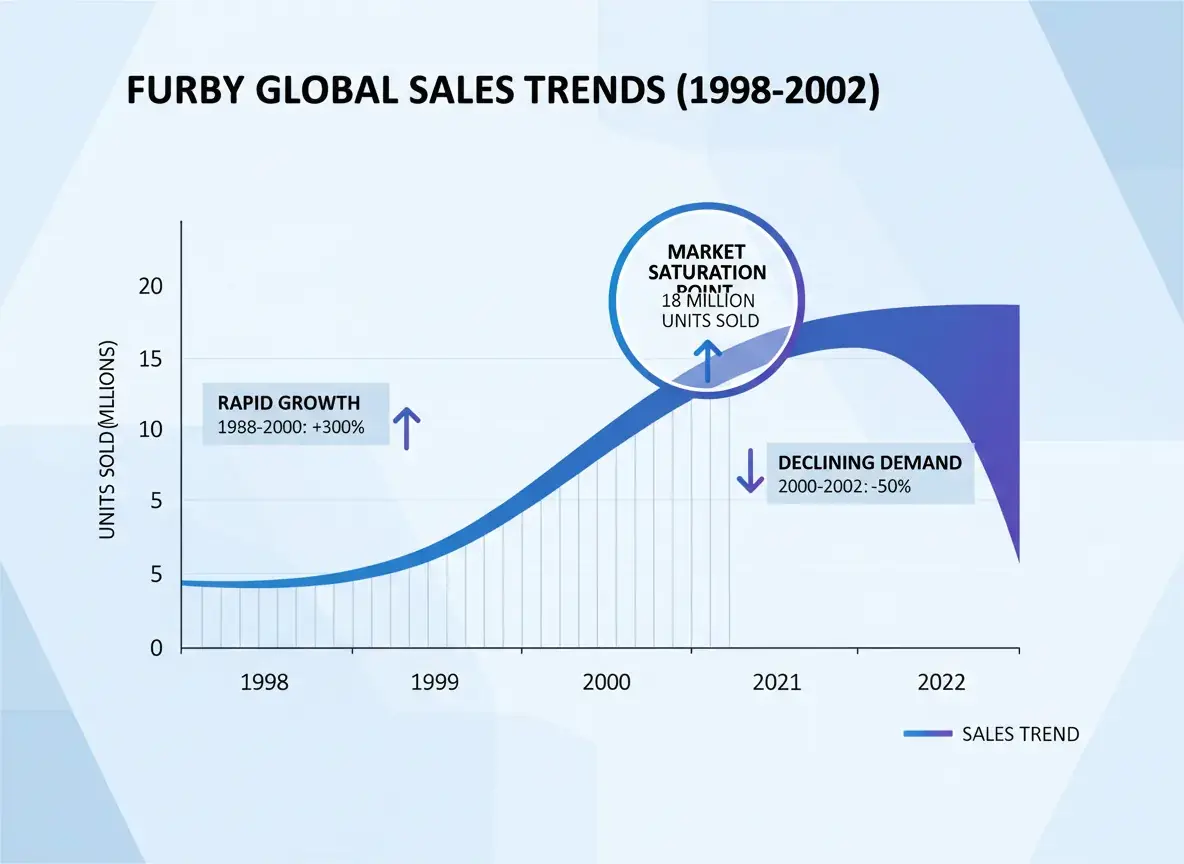 graph showing furby sales decline and market saturation trends