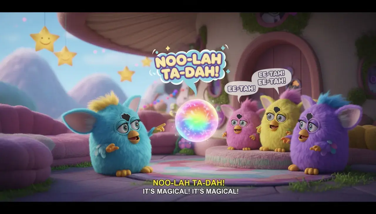 furby language in animated movie scenes