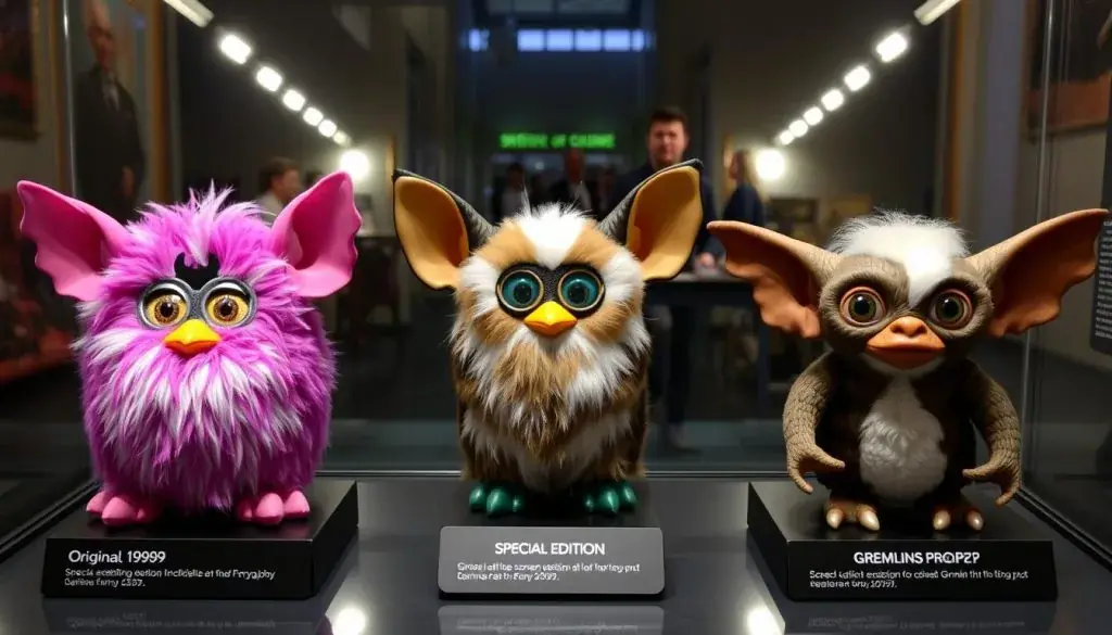 Side by side comparison of original Furby, Gizmo Furby, and Gizmo from Gremlins movie Side by side comparison of original Furby, Gizmo Furby, and Gizmo from Gremlins movie