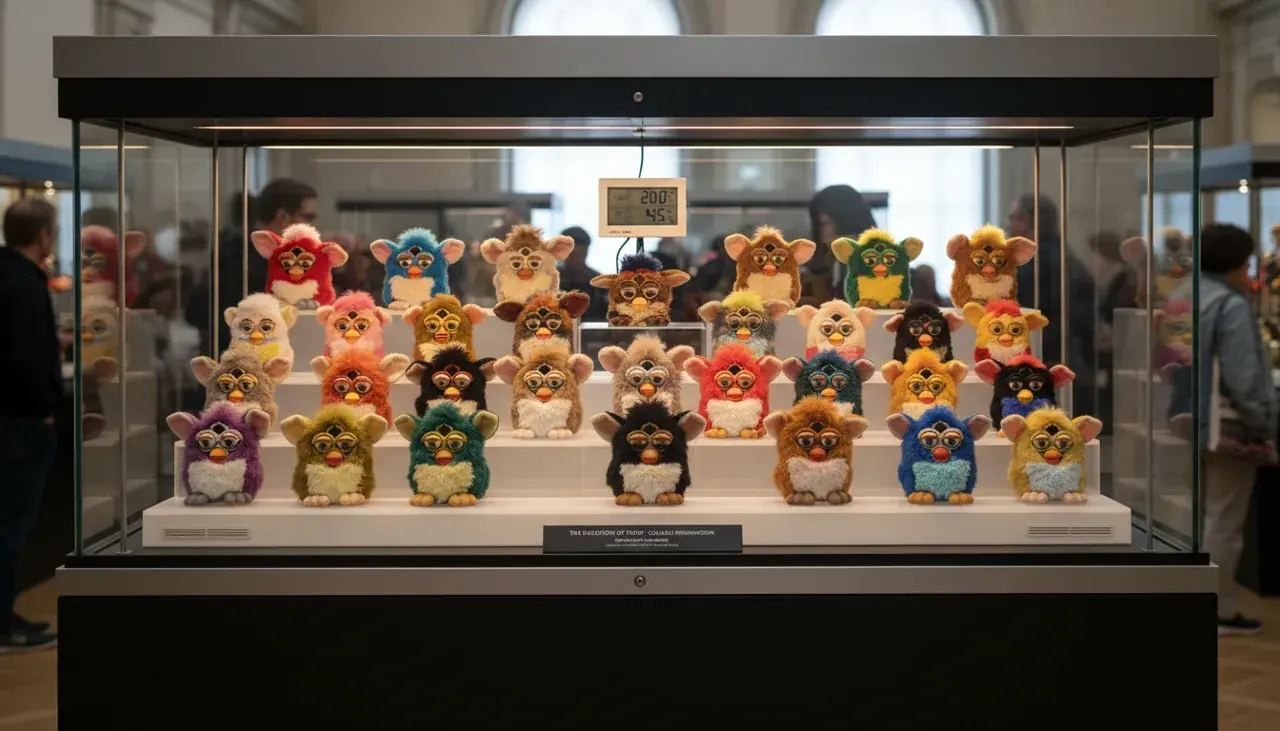 Museum-quality display case for rare Furby collection
