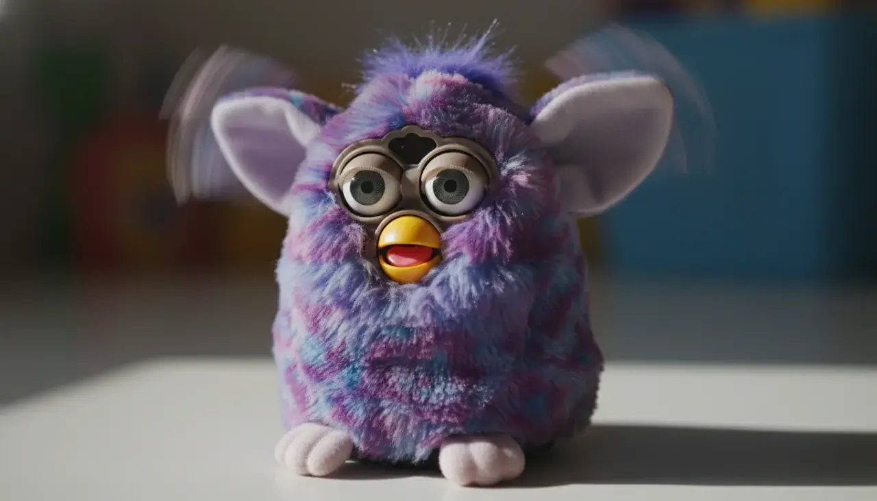 Furby toy showing mechanical movements and internal mechanisms