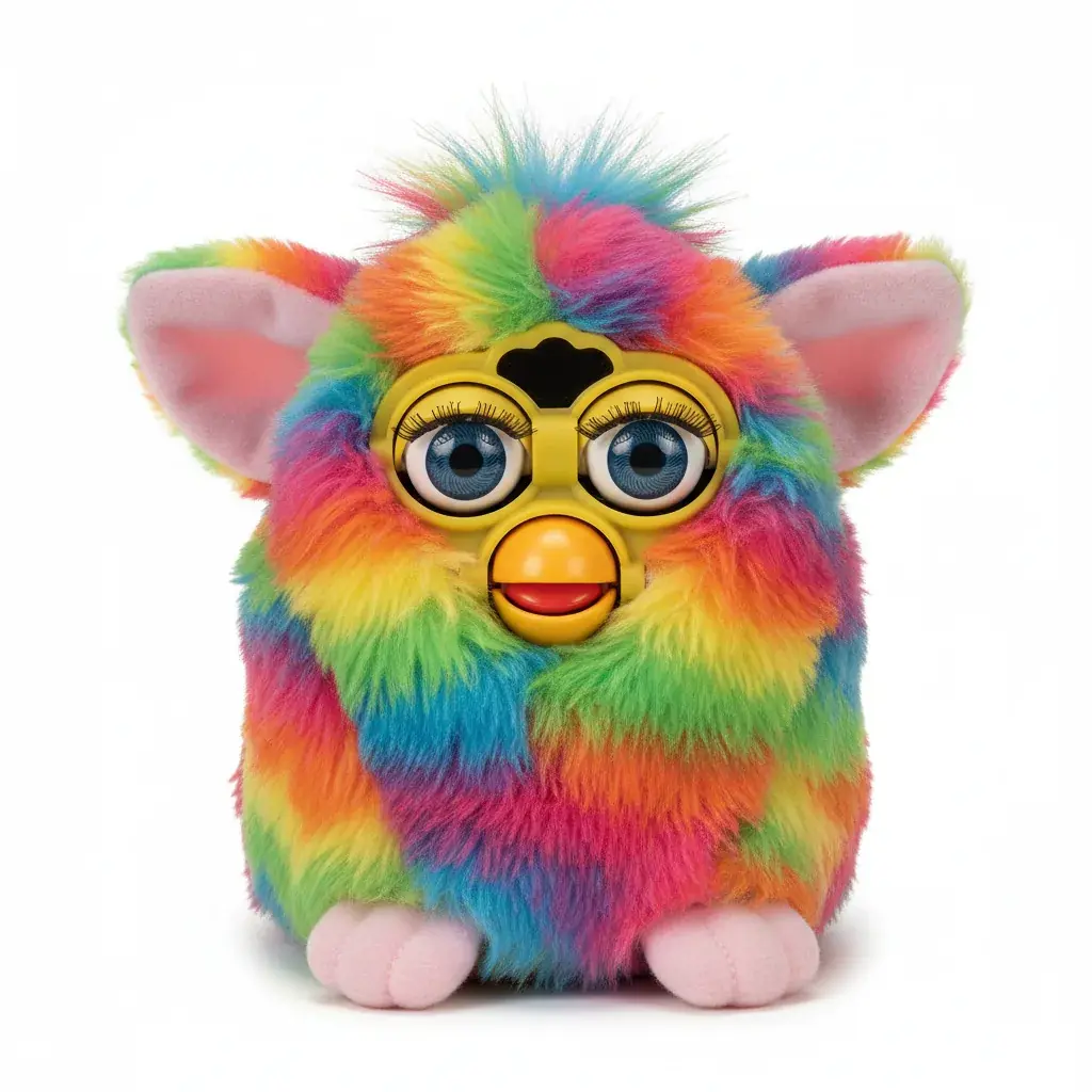 Rainbow Furby from 1998 generation showing special edition collectible value