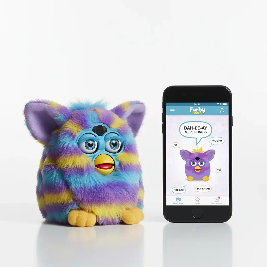furby boom with smartphone app showing language translation