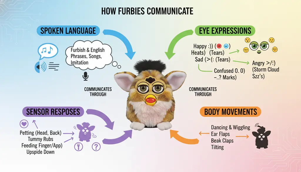 Diagram showing Furby communication methods
