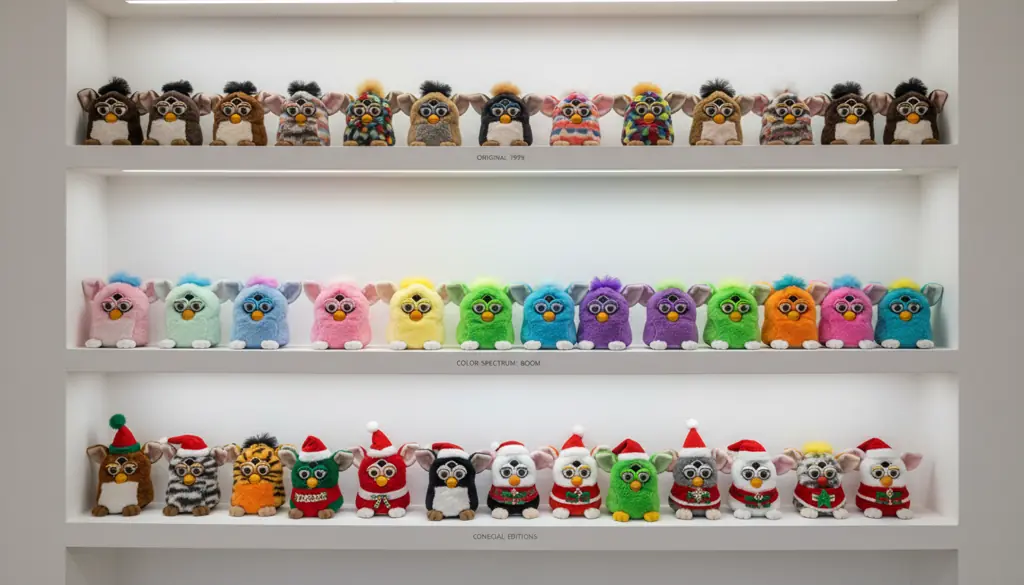 Organized Furby collection showing strategic collecting approach