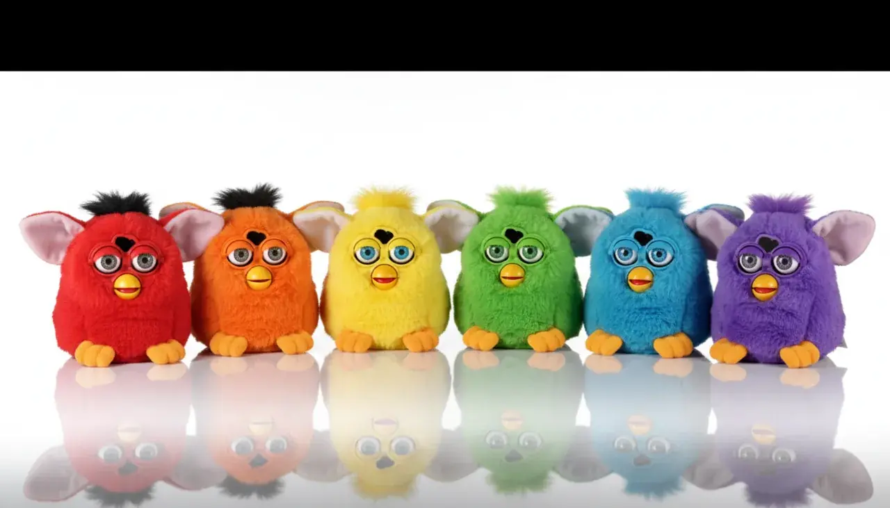 collection of different colored furbys showing rainbow variety