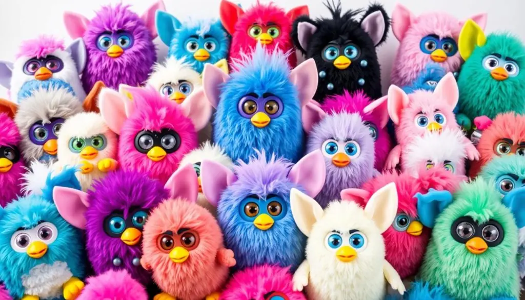 Image of a diverse collection of Furby toys Image of a diverse collection of Furby toys