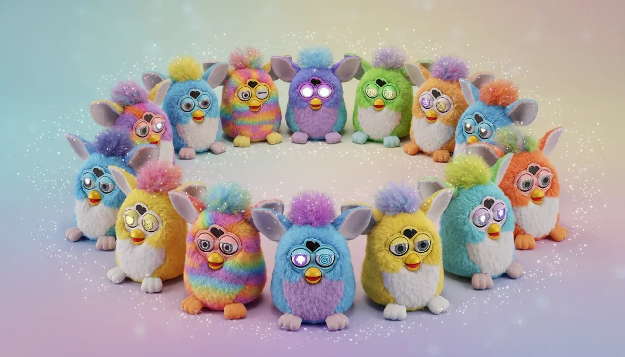 Furby personality changer with multiple Furby toys showing different personalities