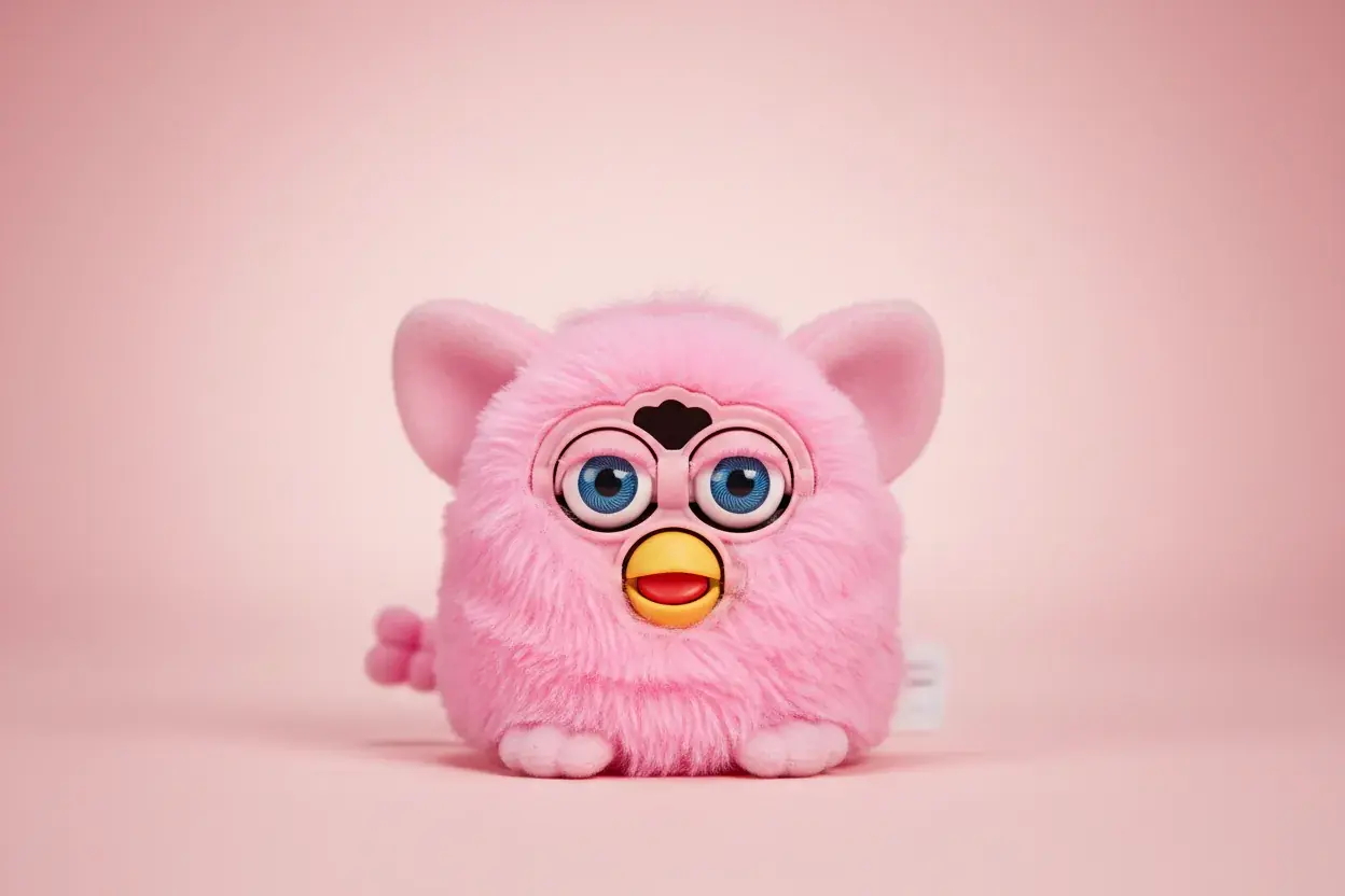 Single Furby Furblet Dah-Tee mini toy showing detailed features and compact size