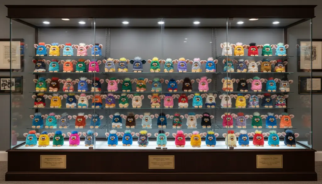 Rare Furby collection showing various valuable editions together