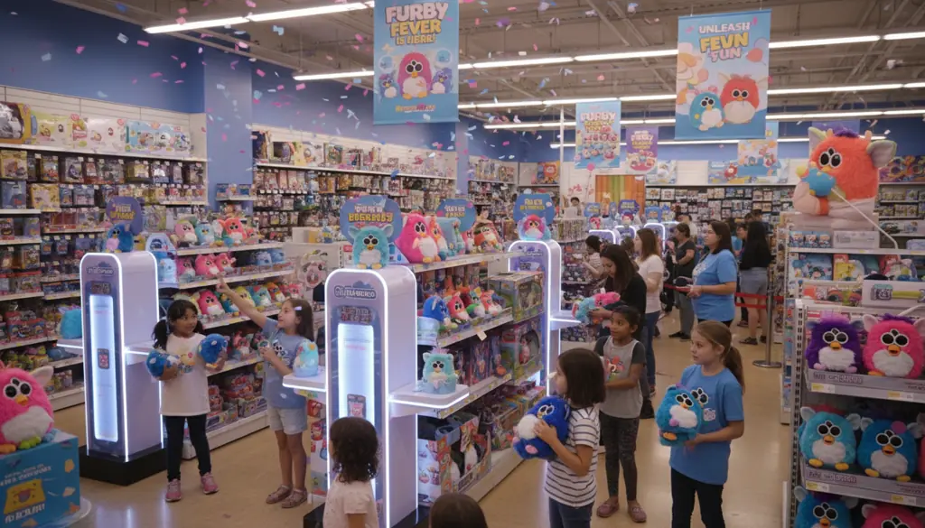 furby product launch event showing excitement and anticipation