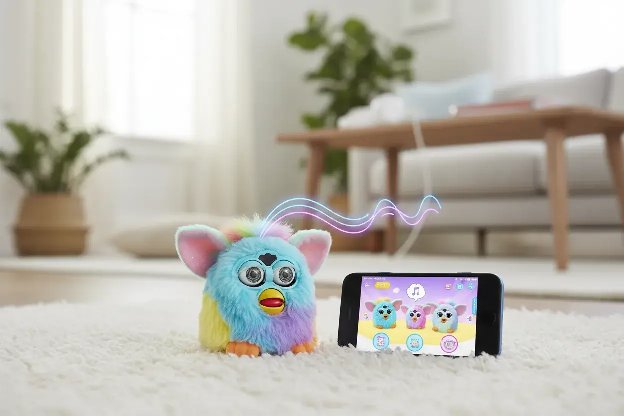 Furby Boom Crystal interacting with mobile app