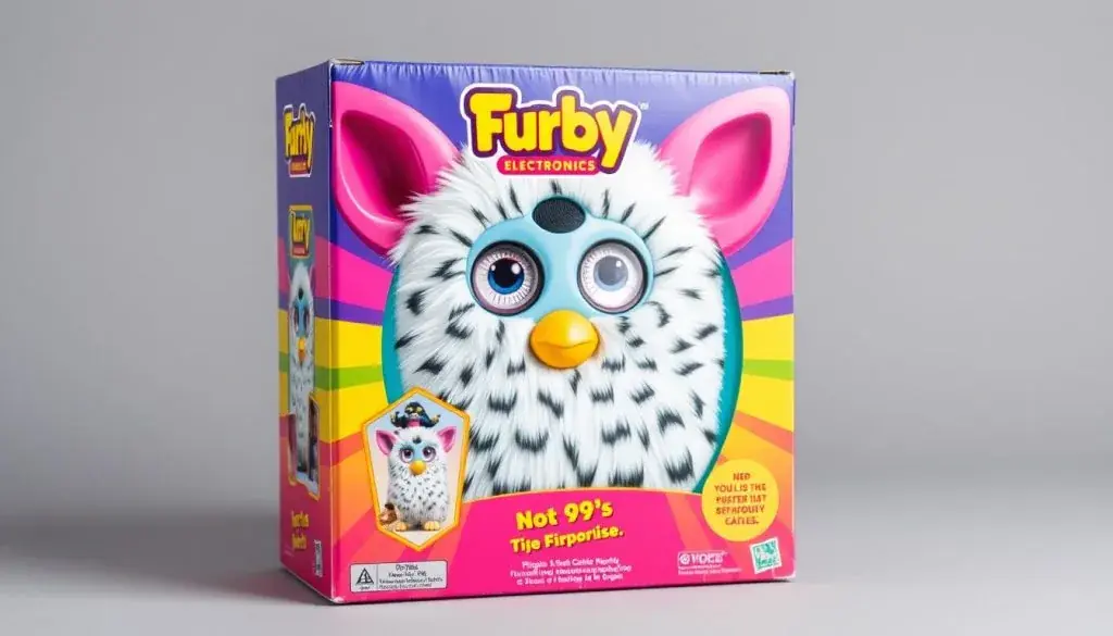 Original 1998 Furby packaging showing box design that affects the toy's worth