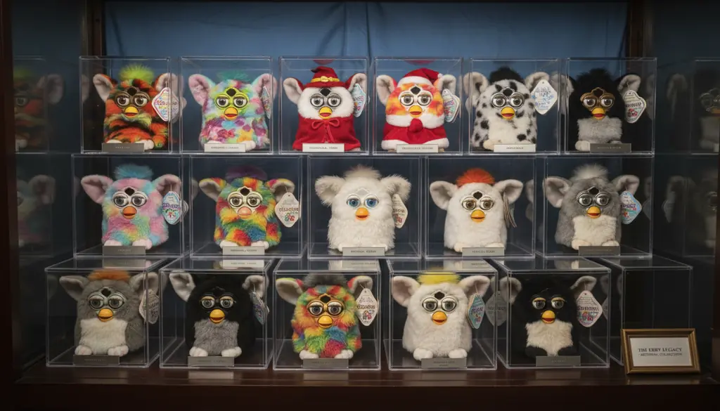 rare vintage furby collection showing valuable discontinued models