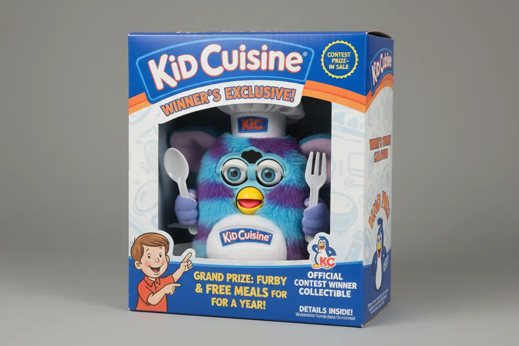 Kid Cuisine Furby in original sealed box showing contest details