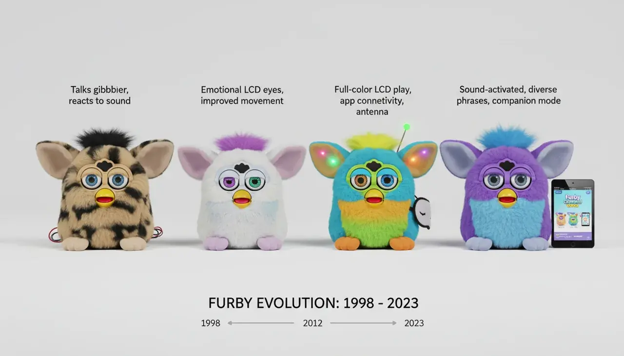 furby evolution showing transformation across all generations